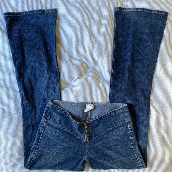 Y2K Low Rise Jeans Blue Denim Flares 2000s - Picture 1 of 3